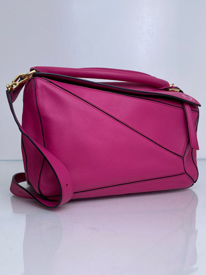 Loewe Pink Leather Puzzle Bag GHW