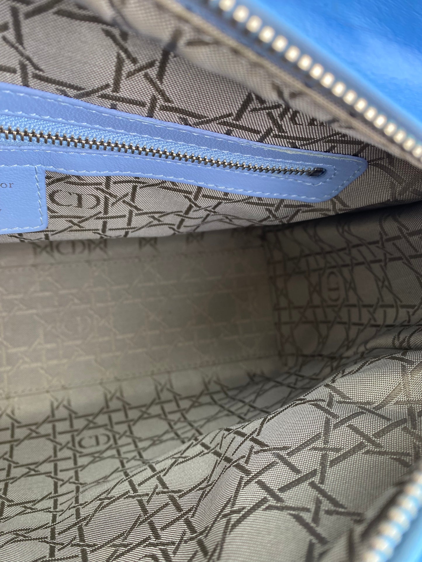 Christian Dior Blue Lady Dior Large Leather Tote SHW