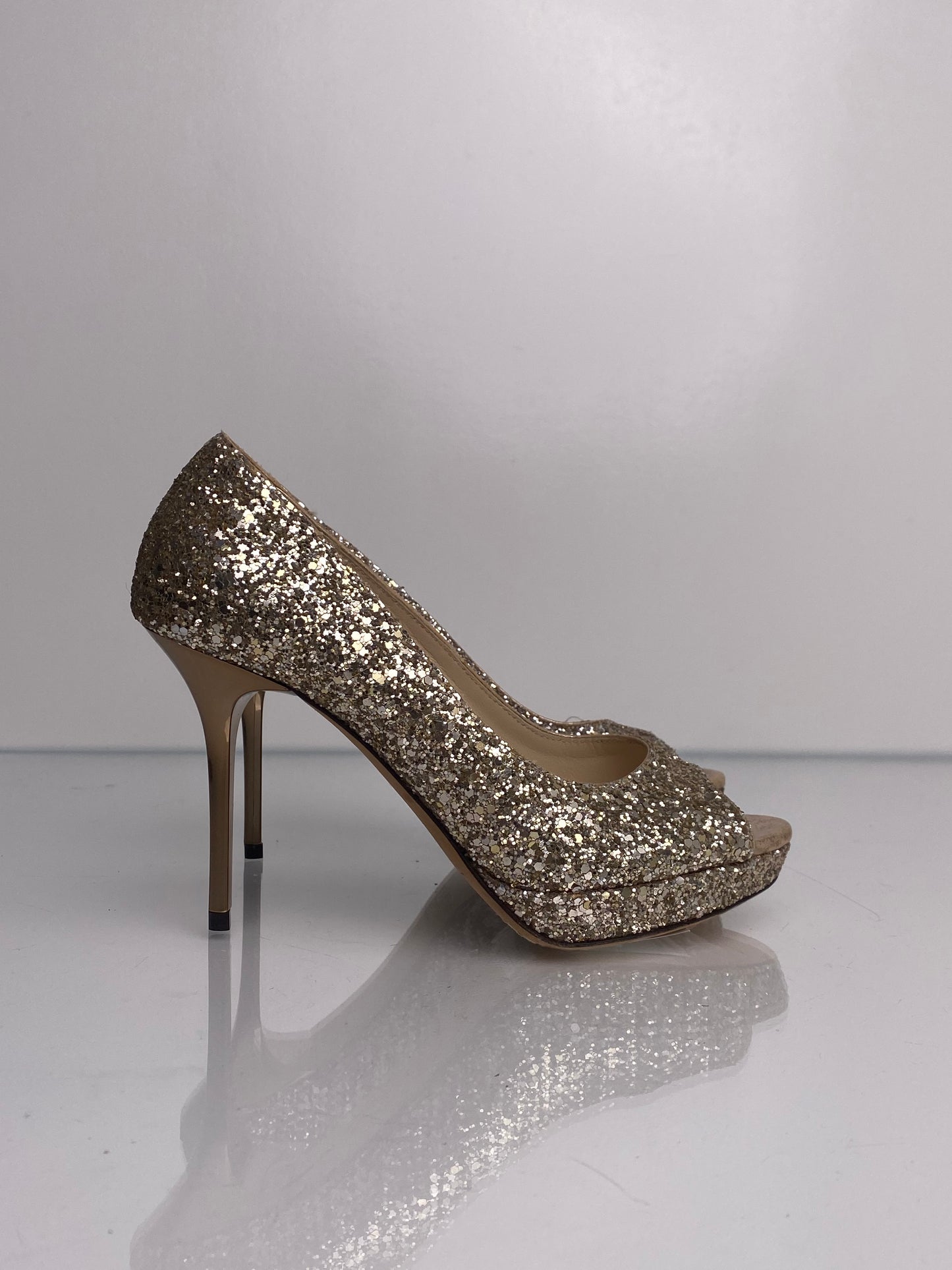 Jimmy Choo Gold Sequin Heels, 35.5