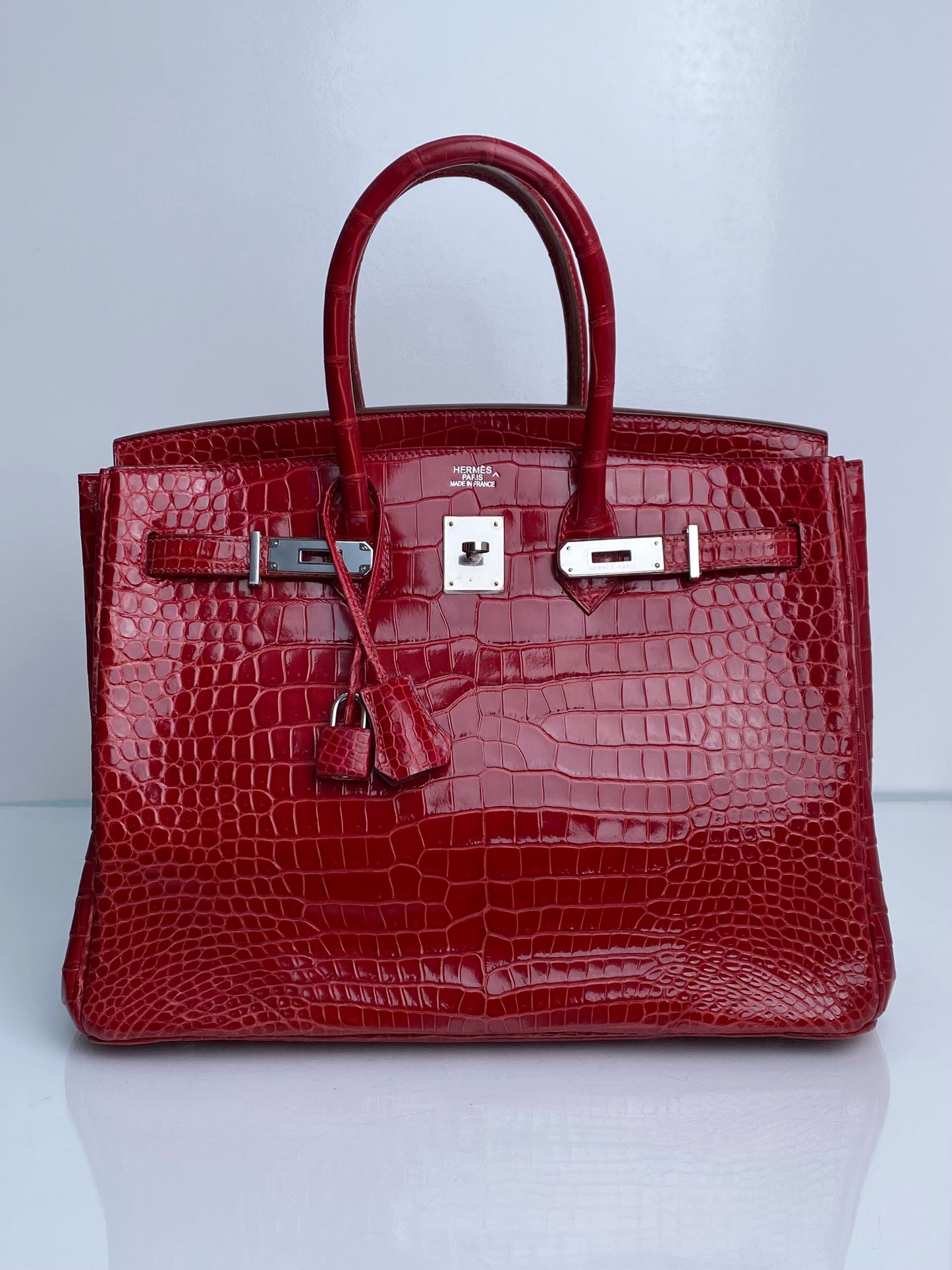Hermes Birkin 35 Braise Shiny Porosus PHW #O