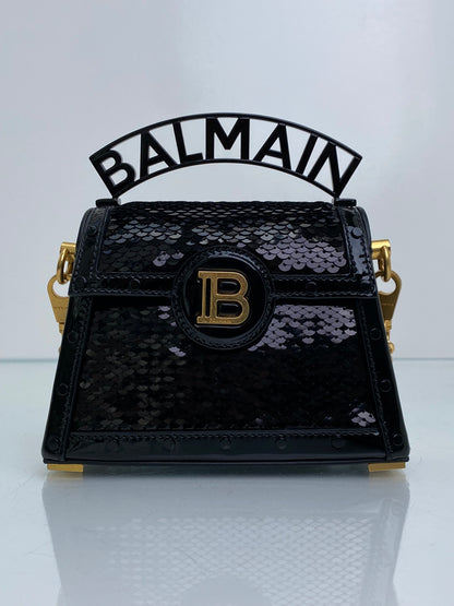 Balmain Black B-Buzz Dynasty Mini Sequin Top Handle Bag GHW