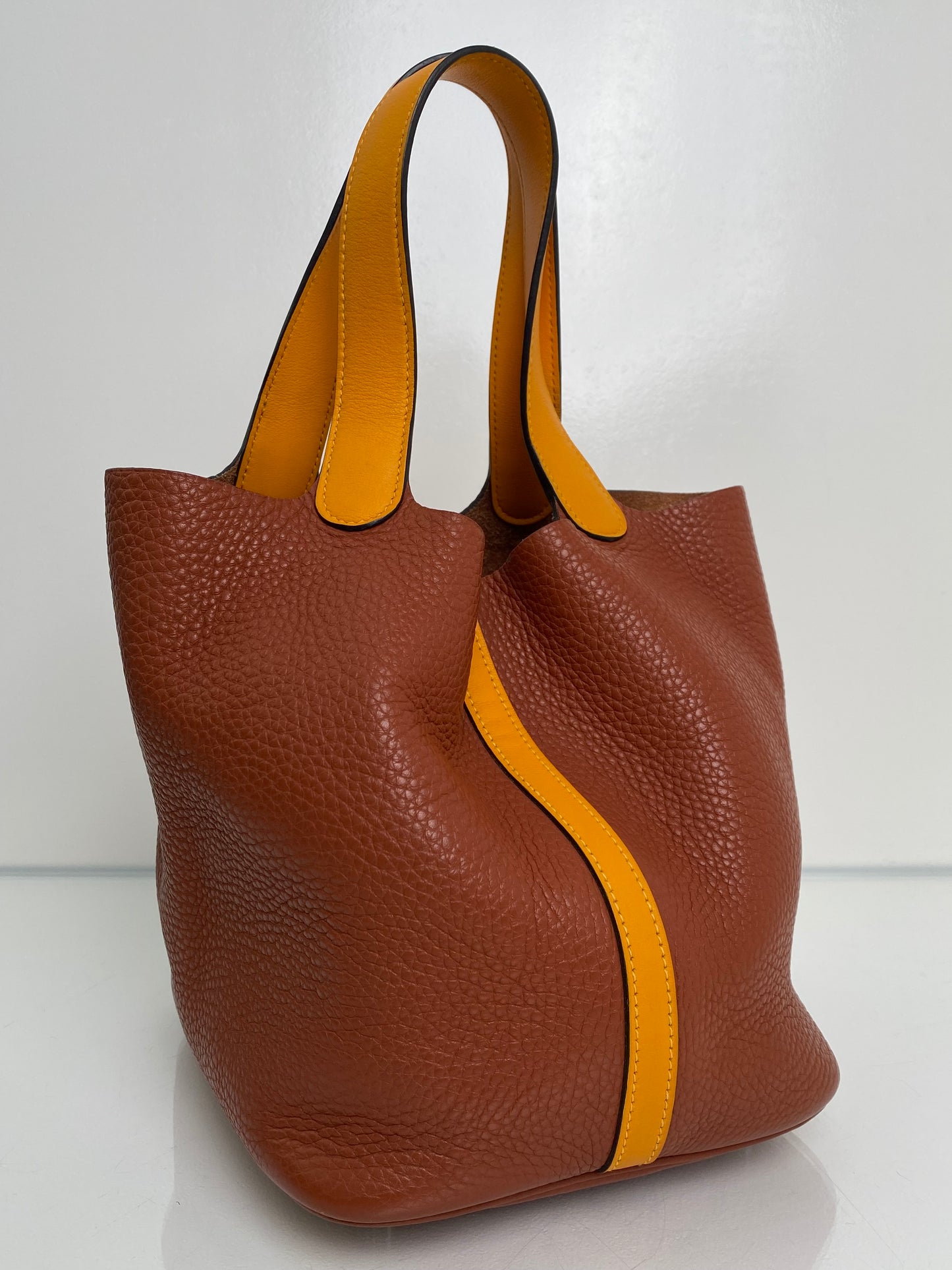 Hermes Picotin MM Cuivre / Jaune D'or Clemence PHW #X