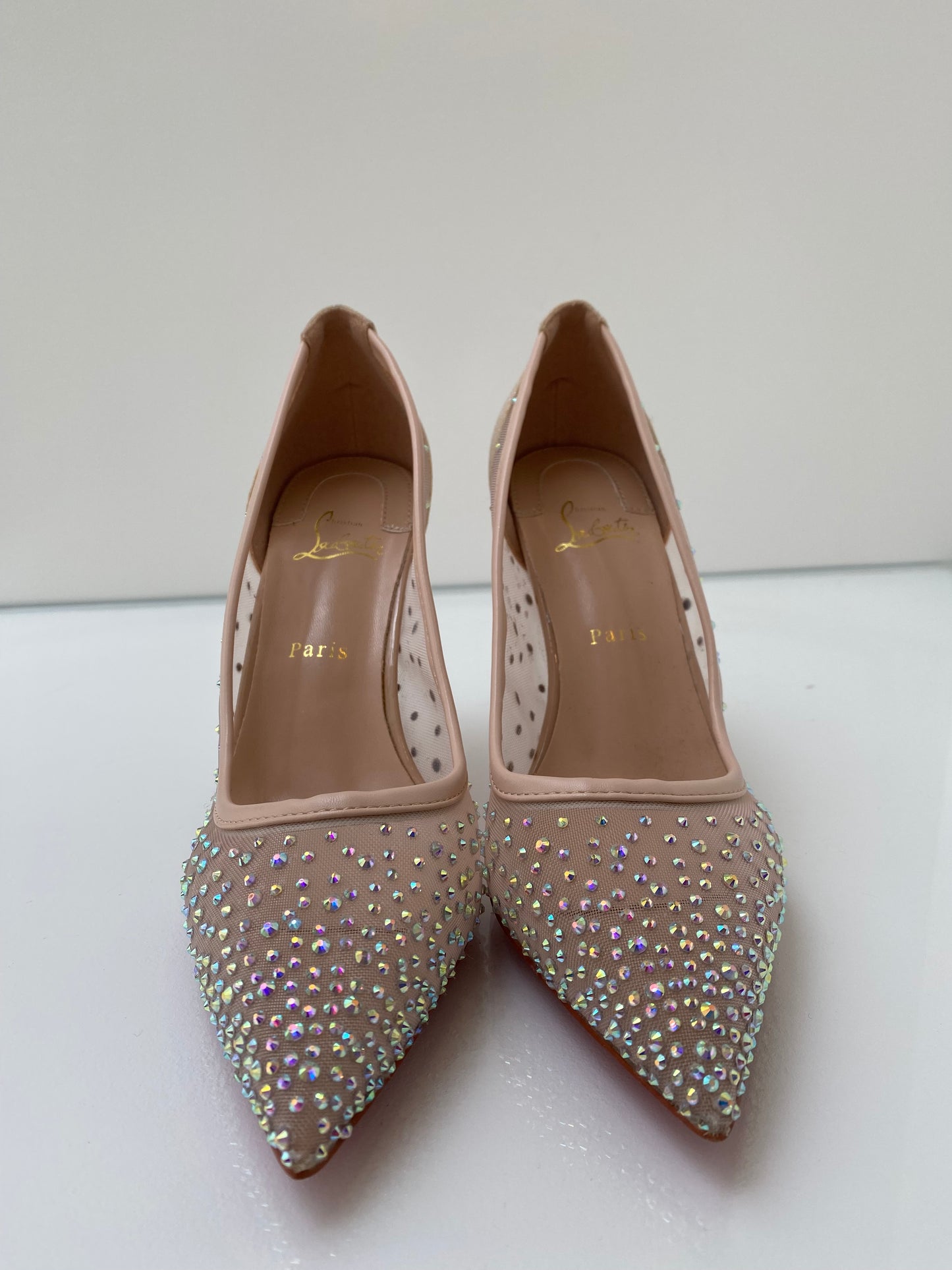 Christian Louboutin Mesh Crystal Heels 40