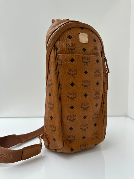 MCM Tan Sling Logo Bag