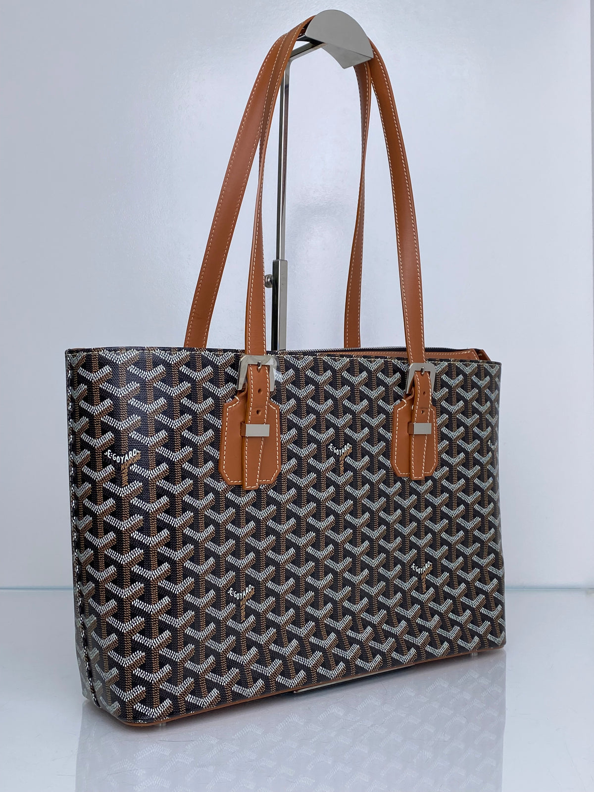 Goyard Black Goyardine Sac Marie Galante MM Tote Bag SHW