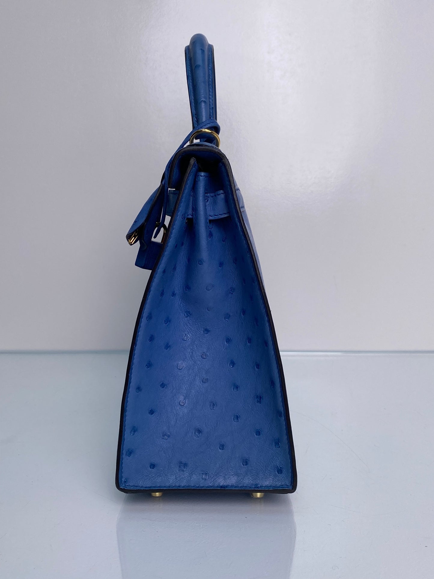 Hermes Kelly 28 Bleut Ostrich GHW #A