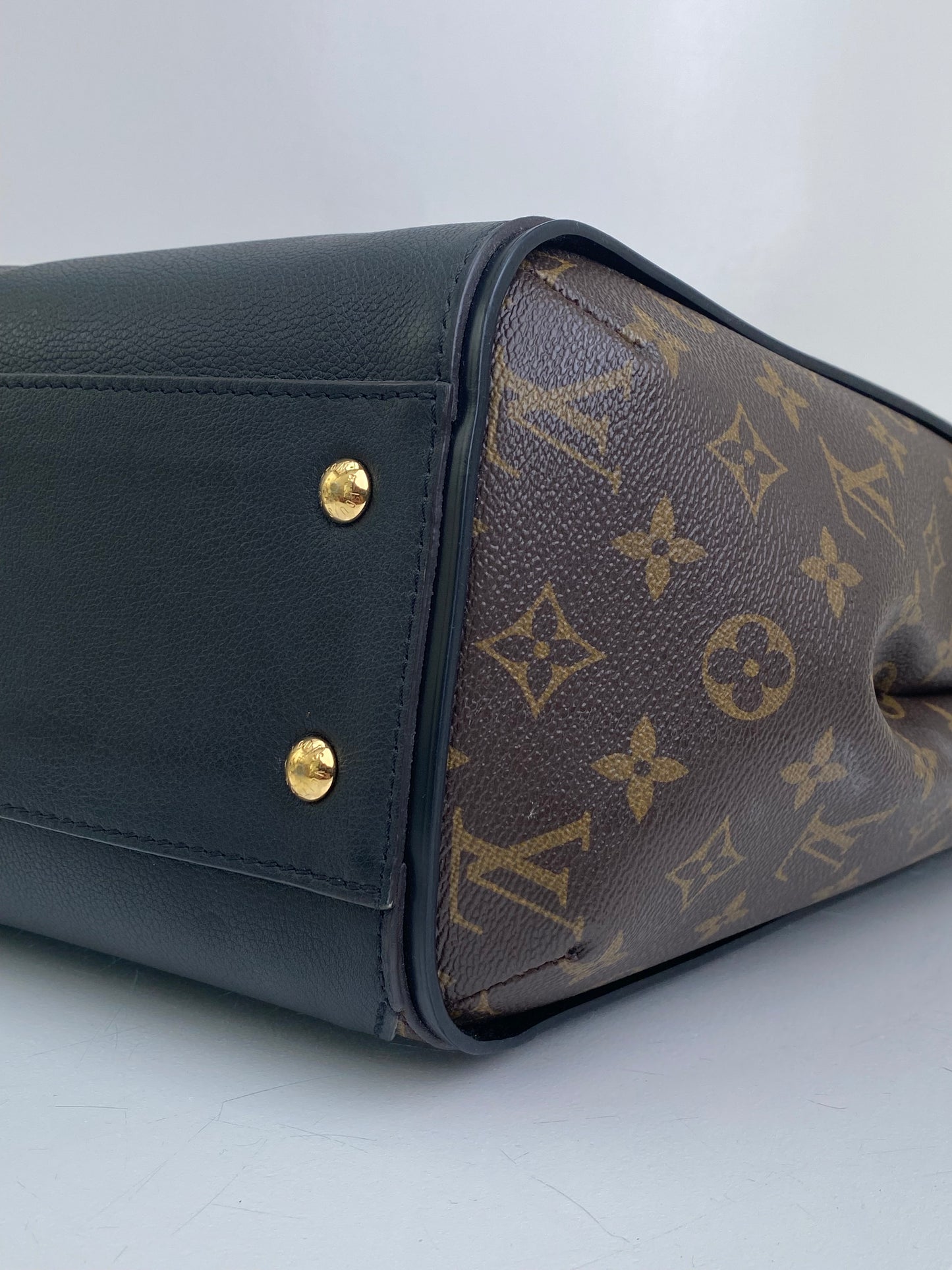Louis Vuitton Black Leather & Monogram Kimono MM Canvas Bag GHW