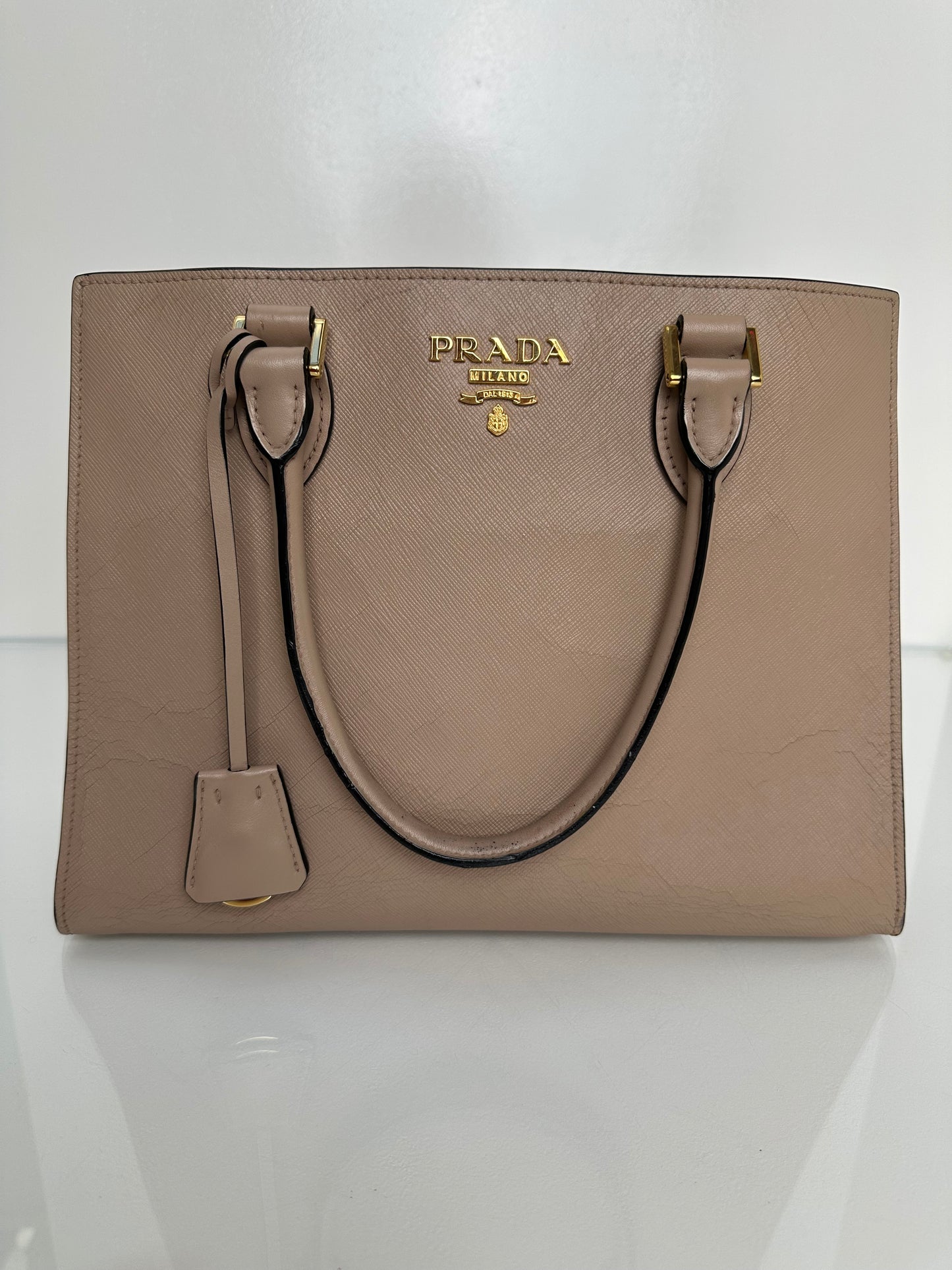 Prada Pink / Nude Saffiano Tote GHW (As Is)