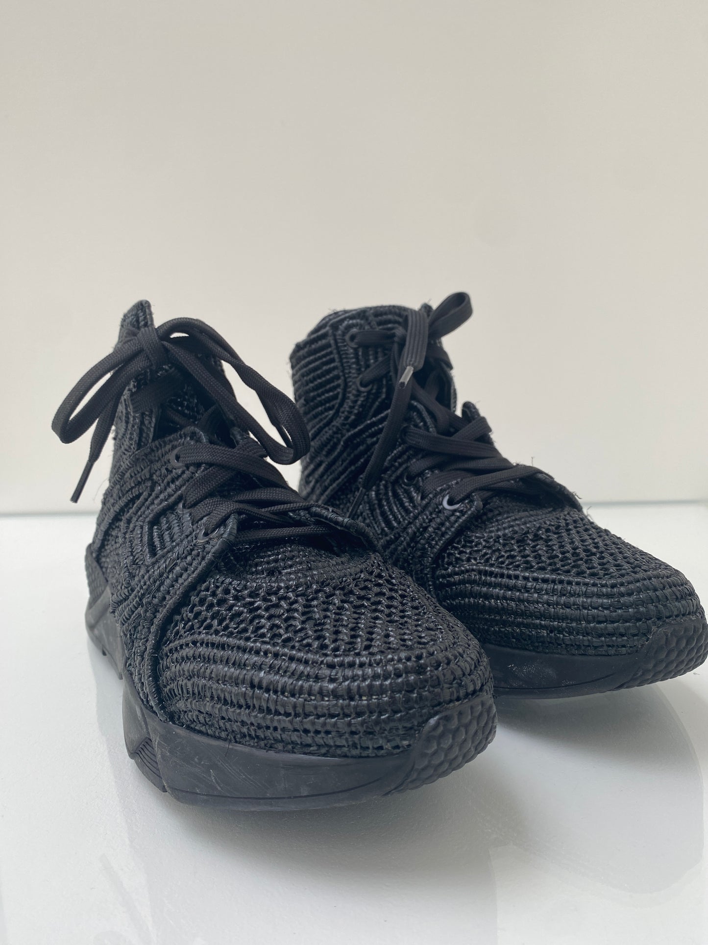 Clergerie Black Raffia Sneakers, 40