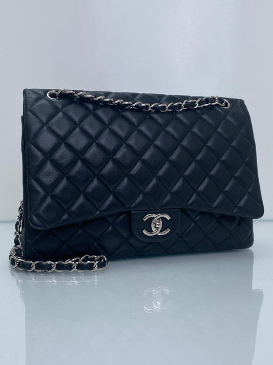 Chanel Maxi Classic Double Flap Black Caviar SHW #14