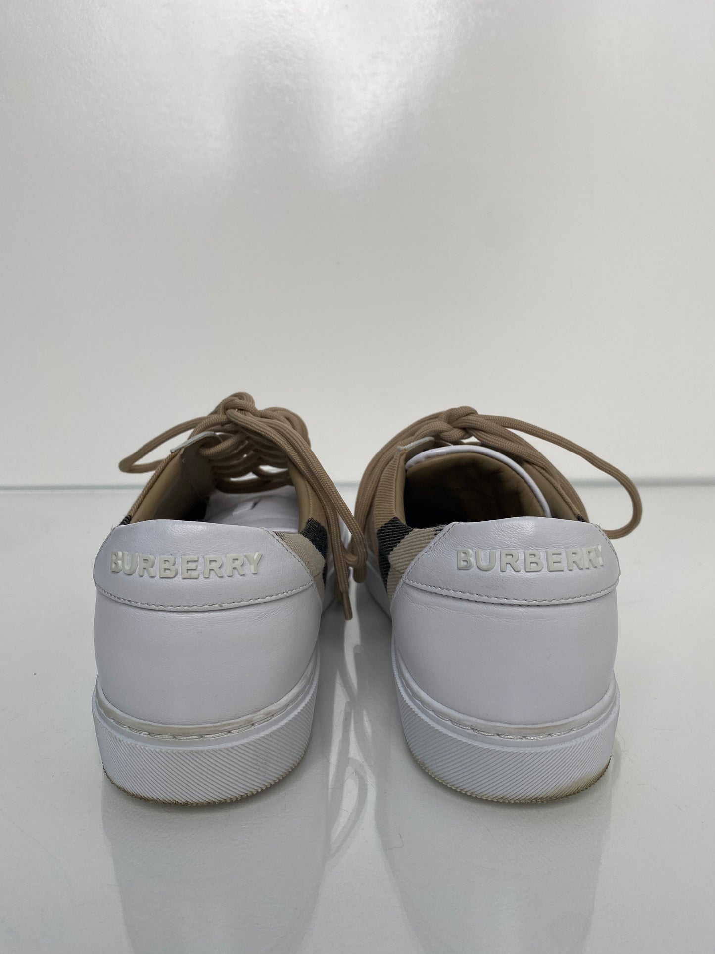 Burberry Brown Plaid Sneakers, 39.5