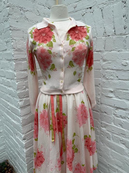 1950’s Pink Cotton Sun Dress with Cardigan