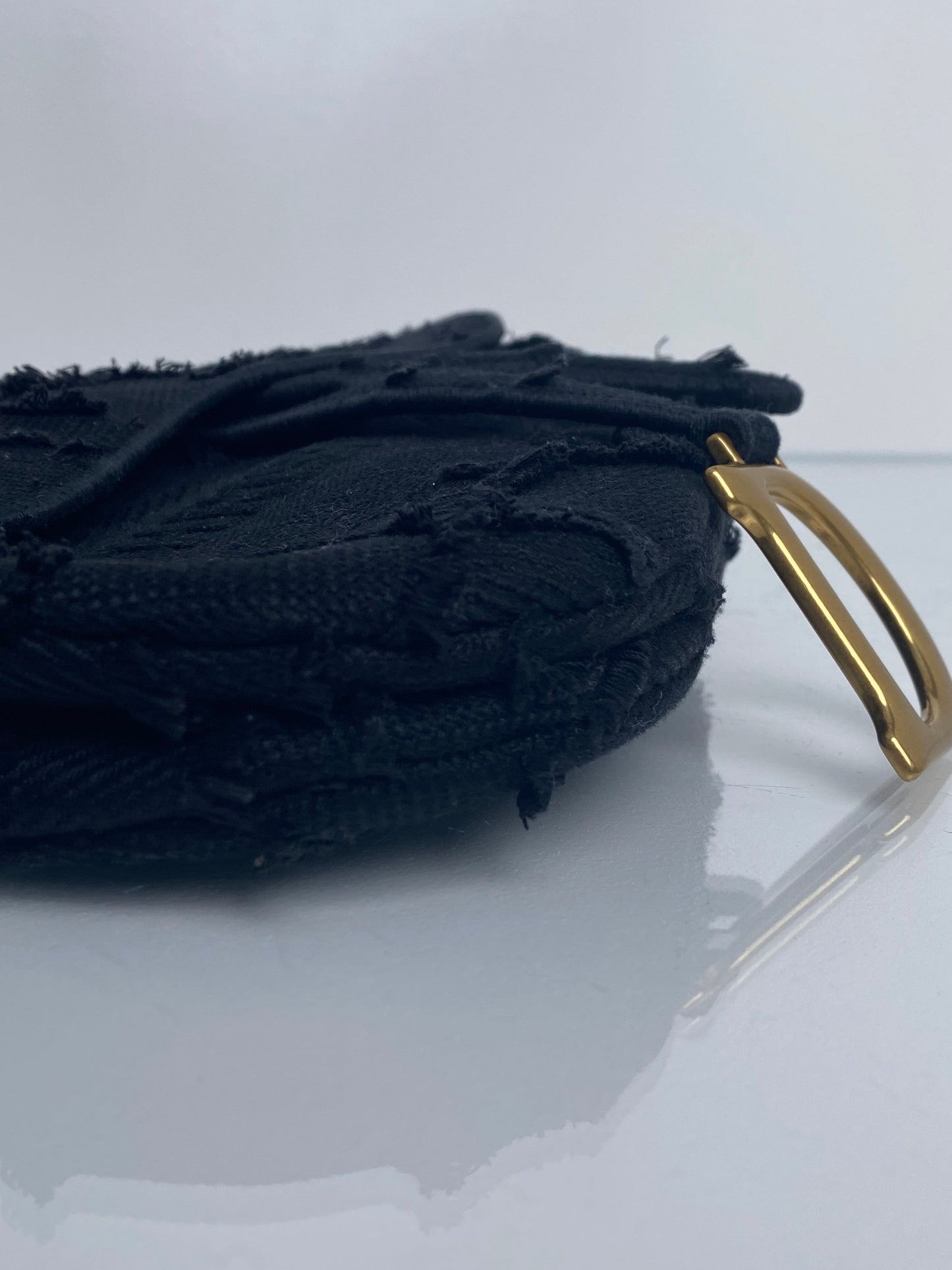 Dior Black Canvas Embroidered Saddle Bag GHW