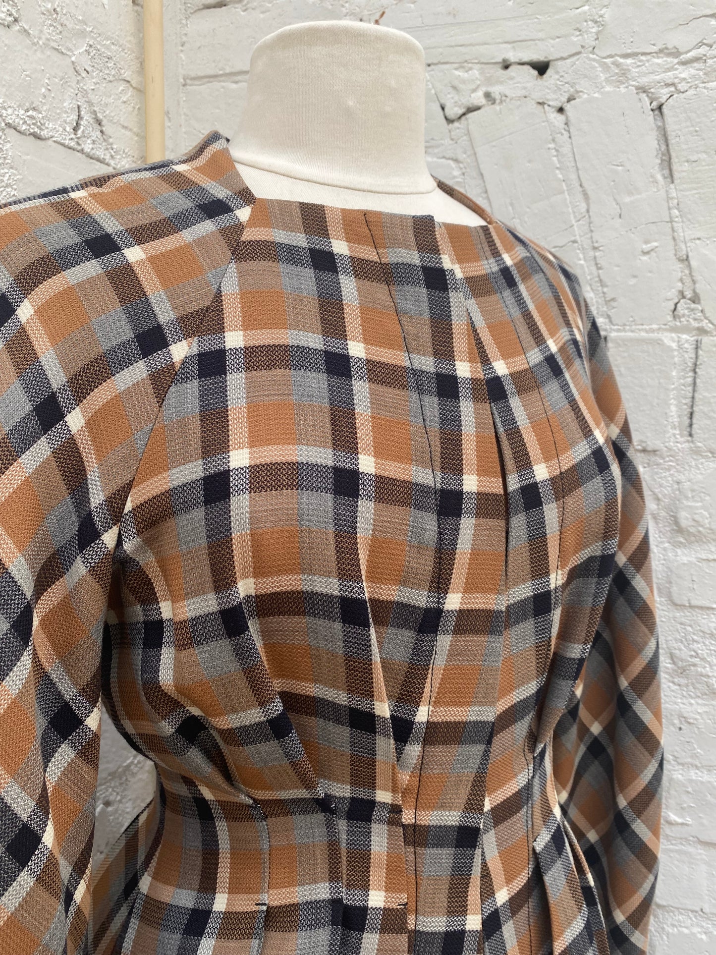 Christian Dior Brown, White, & Multicolor Tartan Jacket, 8