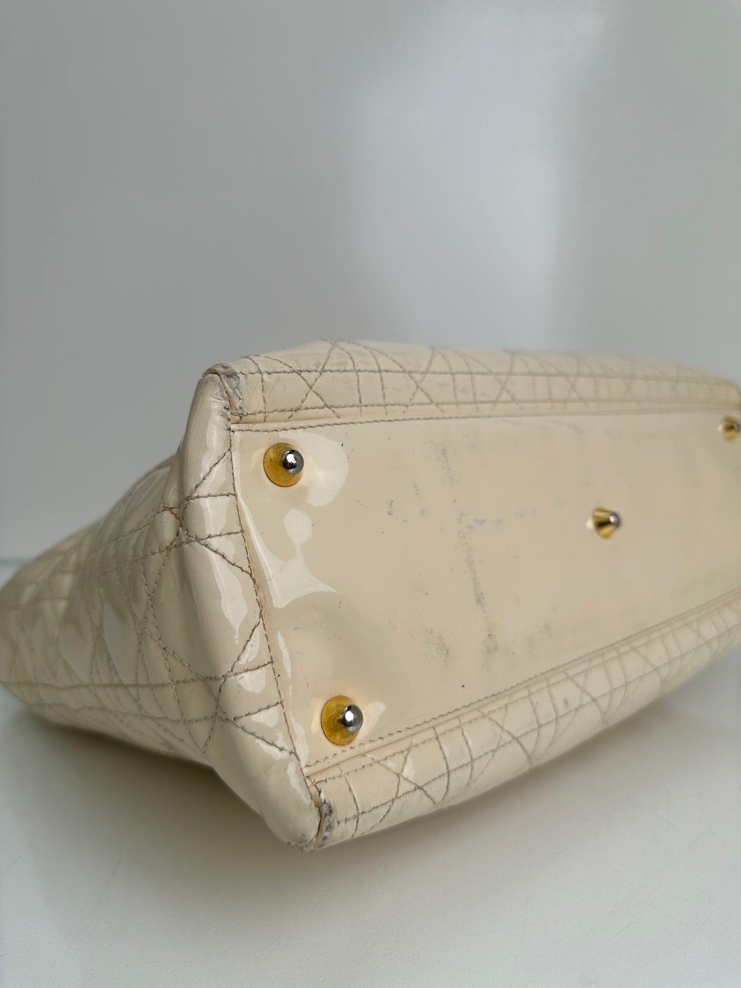 Dior Vintage Cream Cannage Large Lady Dior Bag GHW