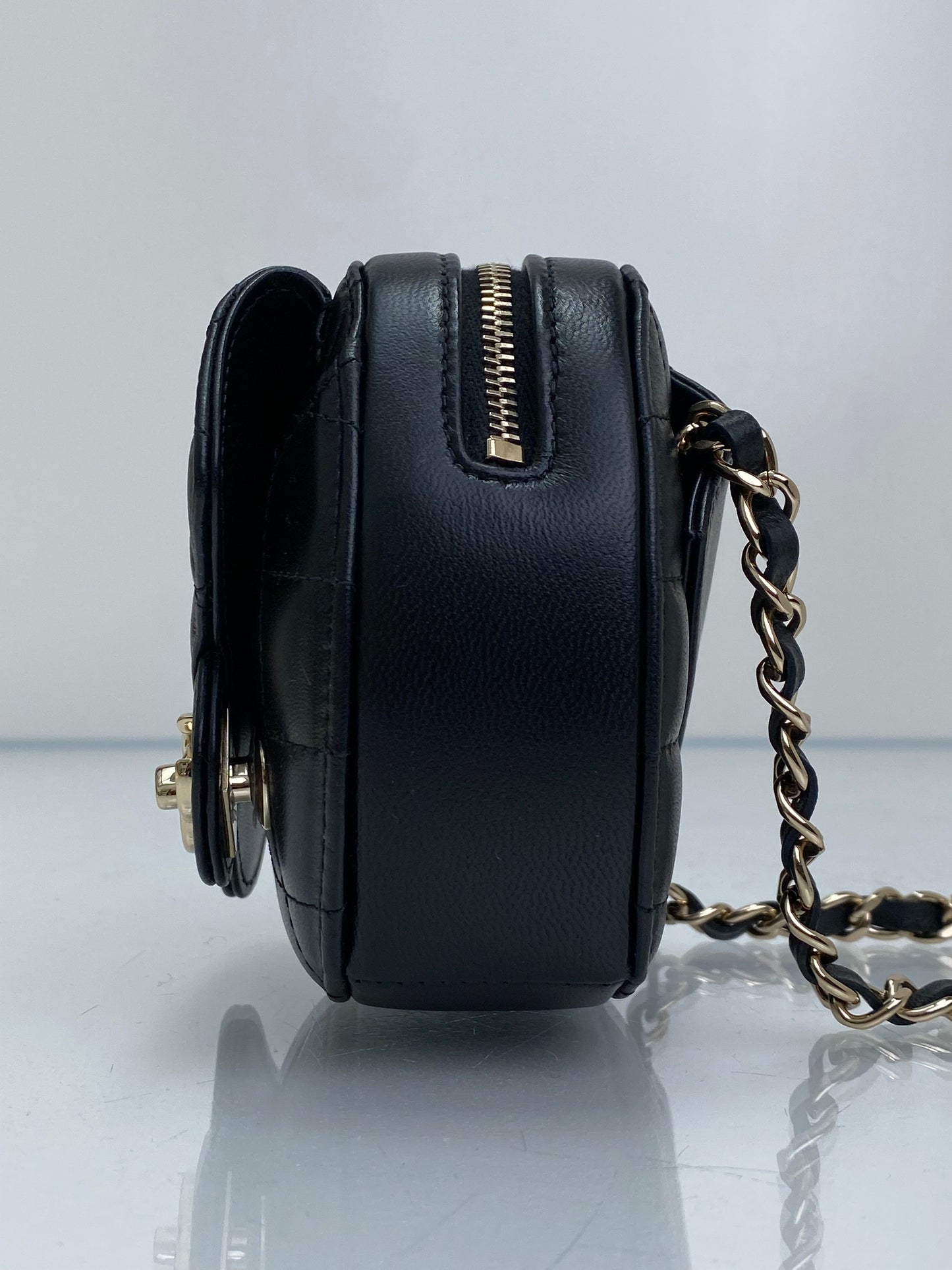 Chanel Black Mini CC In Love Quilted Lambskin Heart Bum Bag GHW