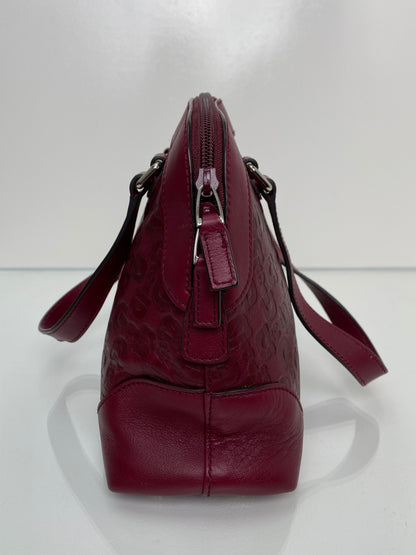 Gucci Burgundy Embossed Horsebit Bag SHW