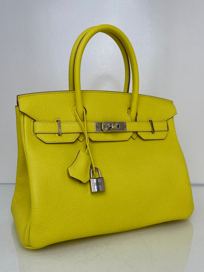 Hermes Birkin 30 Lime Clemence PHW #U