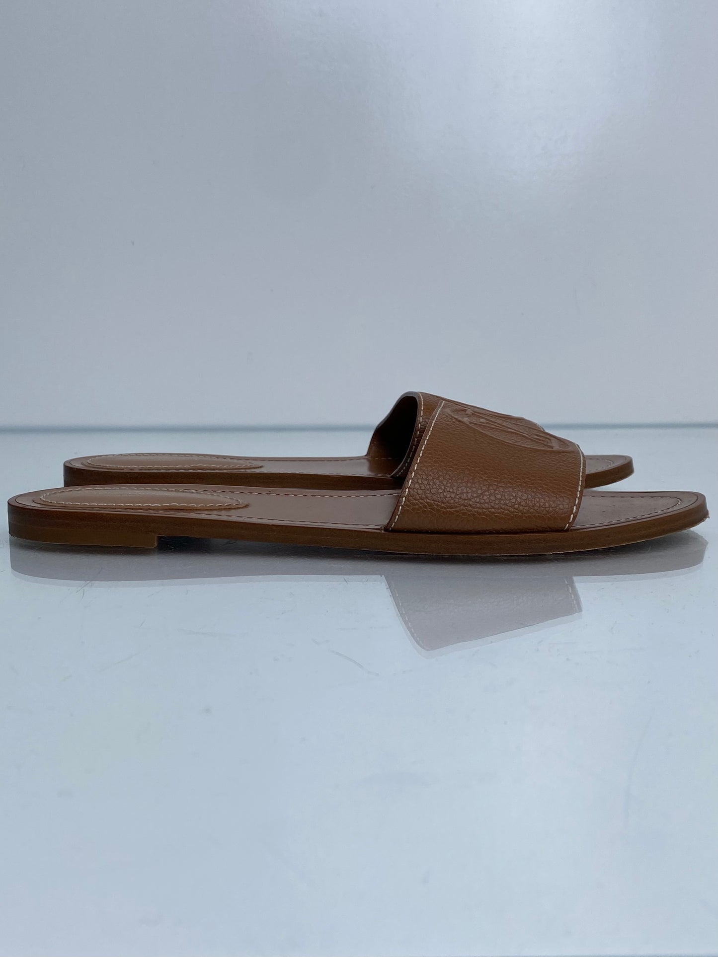 Louis Vuitton Brown Lock It Flat Mules, 41