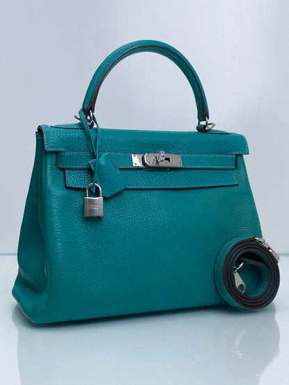 Hermes Kelly 28 Lagoon Chèvre PHW #L