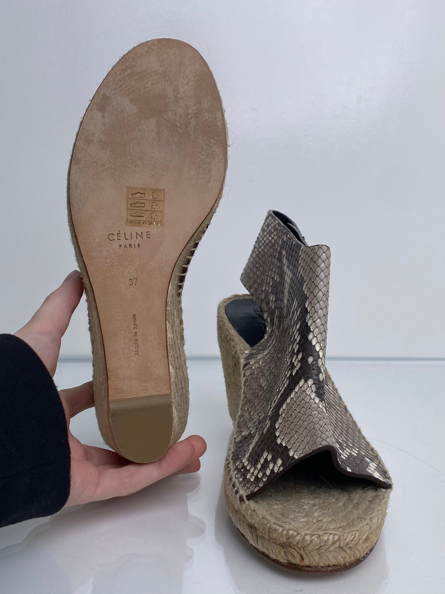 Celine Grey Python Wedges, 37