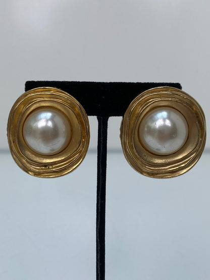 Two Sisters Pearl Clip On Earrings
