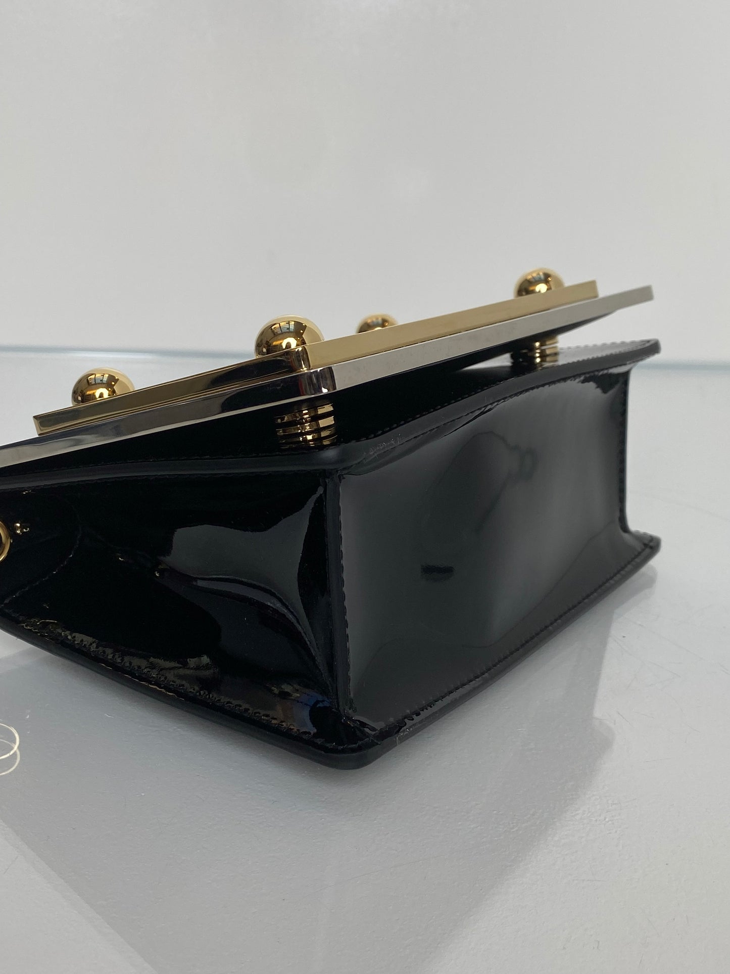 Dolce & Gabbana Black Patent & TTHW Plate Bag GHW