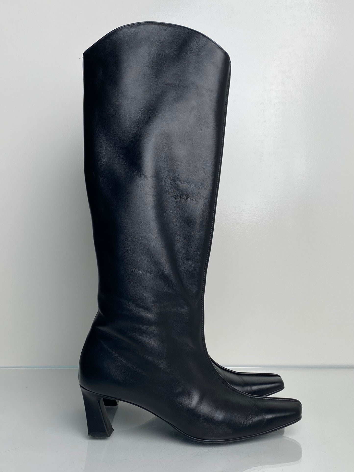 Reike Nen Black Tall Kitten Heel Boots, 38