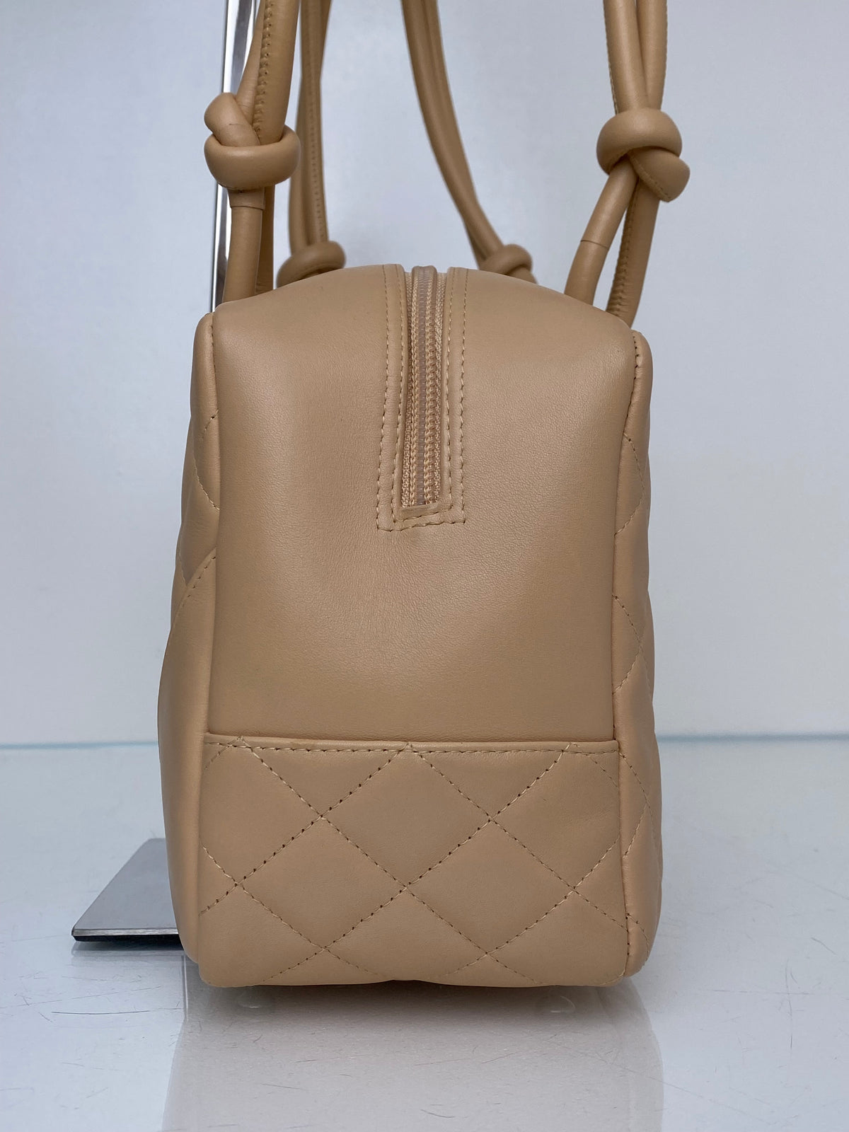 Chanel Nude Lambskin Cambon Bowler Bag SHW#10