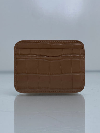 Balenciaga Tan Croc Embossed Logo Card Holder