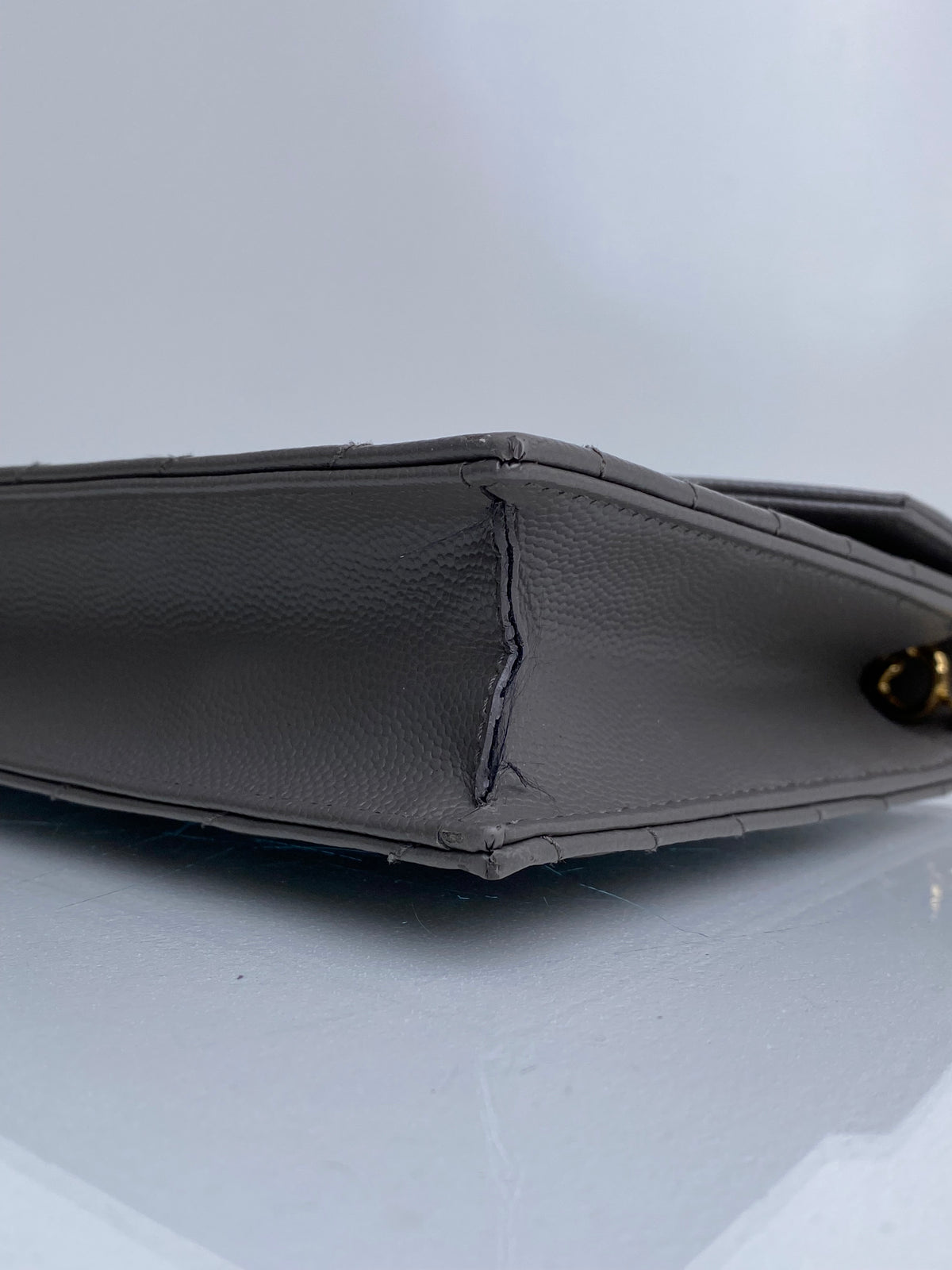 Saint Laurent Urban Grey Cassandre Chain Wallet Bag GHW