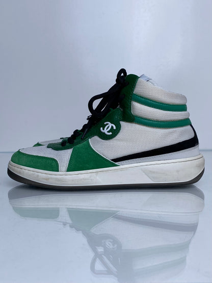 Chanel Green CC High Top Sneakers, 39