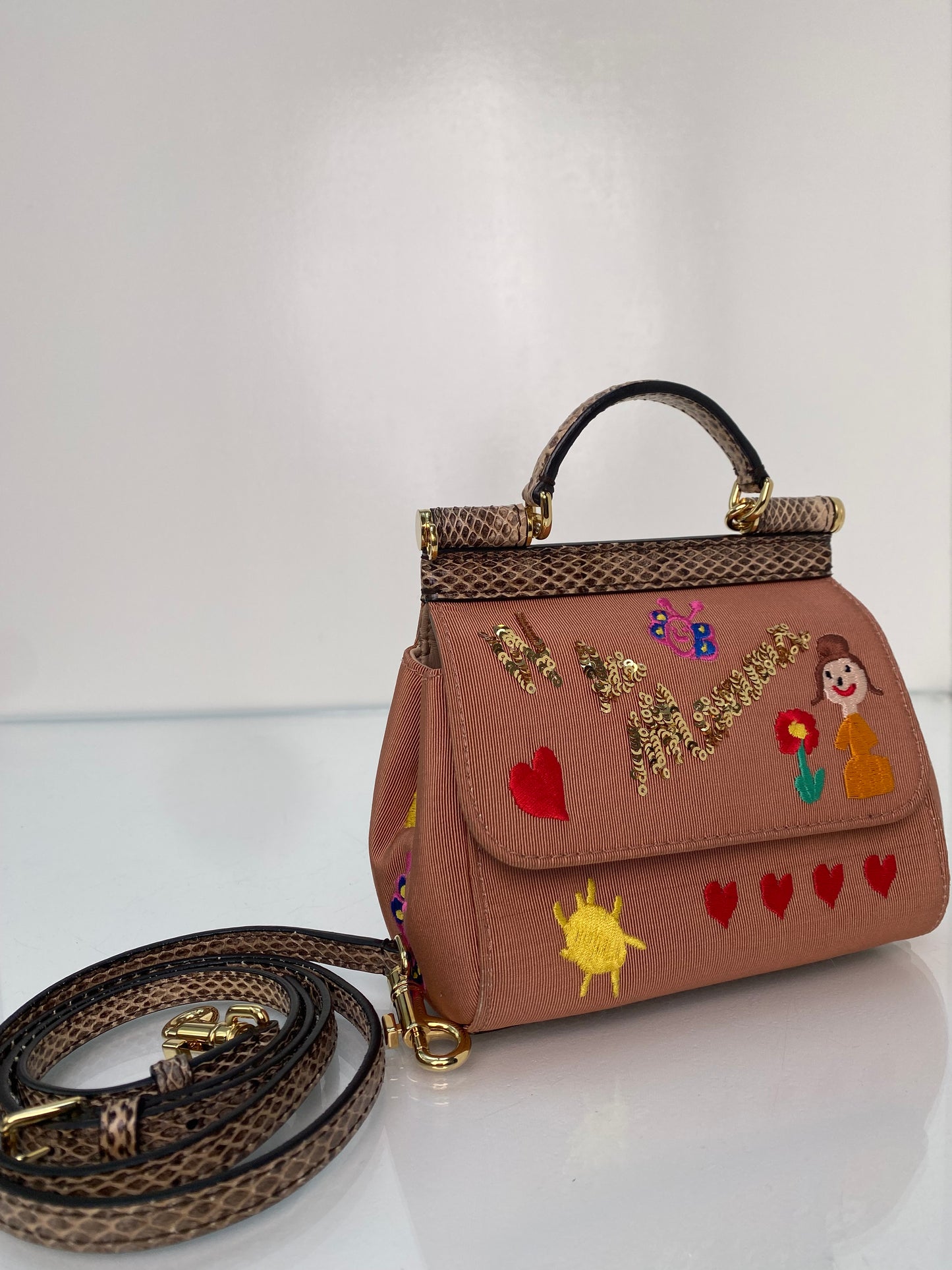 Dolce & Gabbana Nude & Multicolor Se La Mamma Piu Bella Del Mondo Miss Sicily Bag GHW