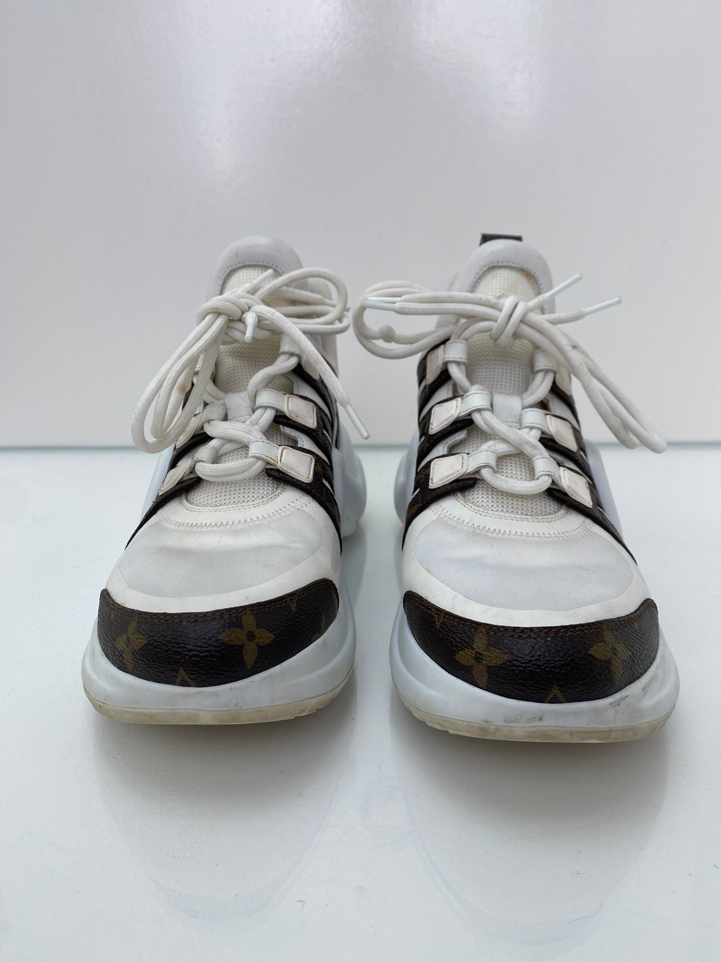 Louis Vuitton White & Monogram Archlight Sneakers, 39.5