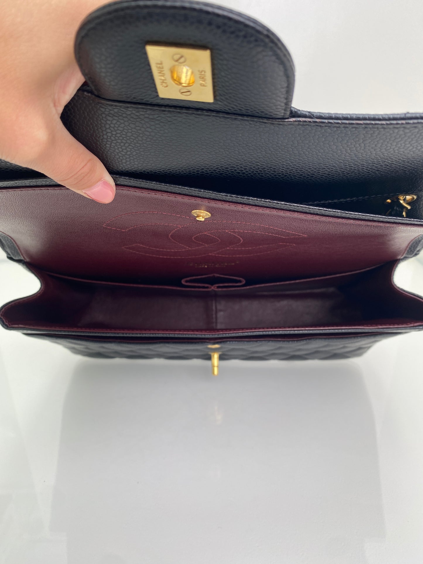 Chanel Black Cavair Quilted Classic Jumbo Flap Bag GHW #15