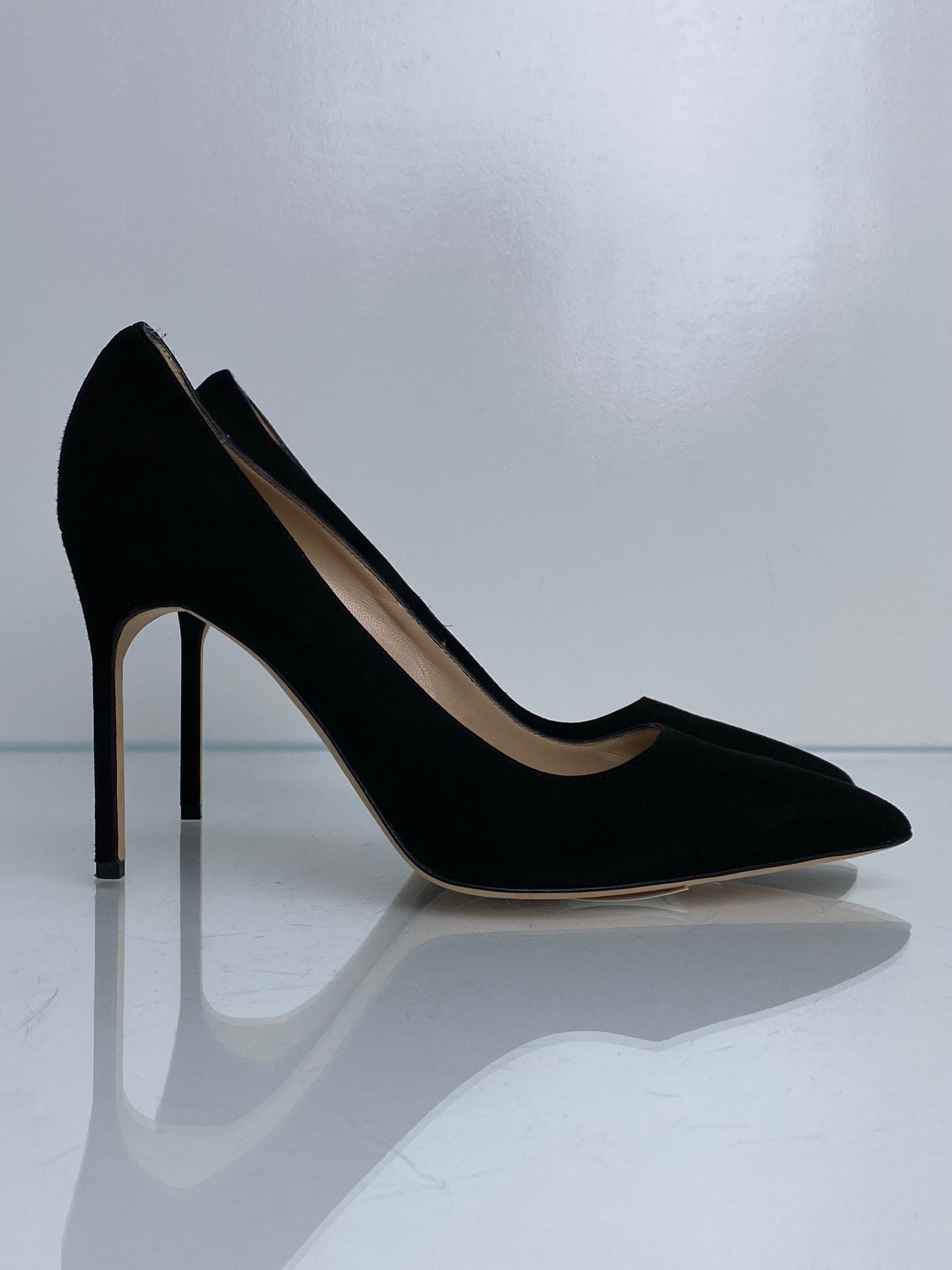 Manolo Blahnik Black Suede Heels, 42
