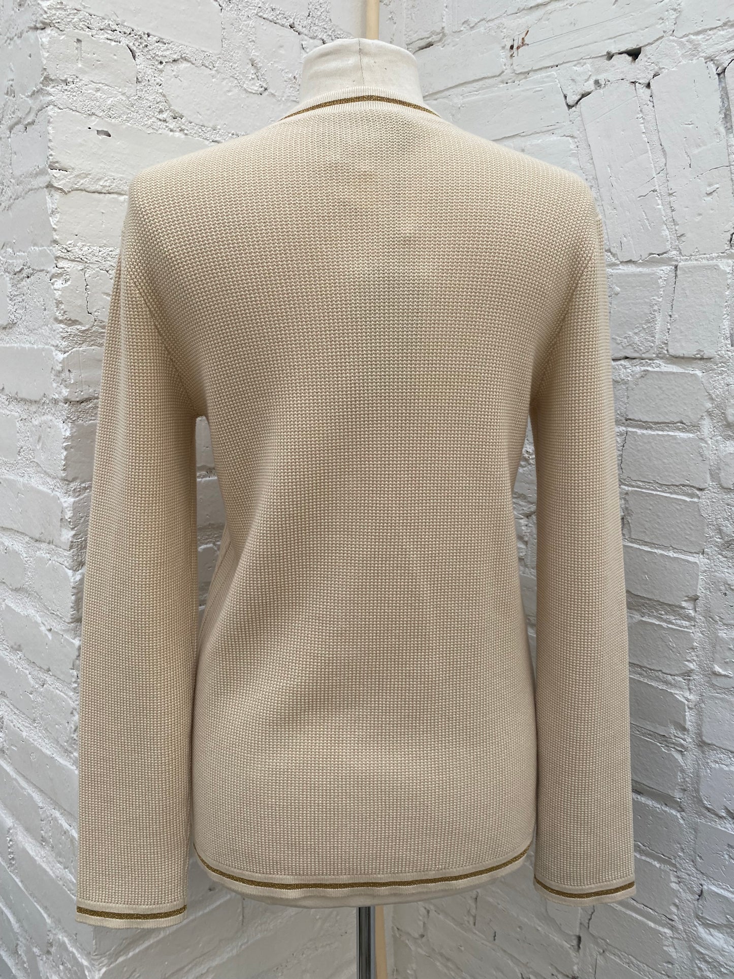 Gucci Tan & Gold Wool & Cotton Blend Cardigan, S