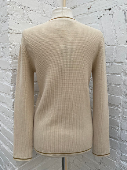 Gucci Tan & Gold Wool & Cotton Blend Cardigan, S
