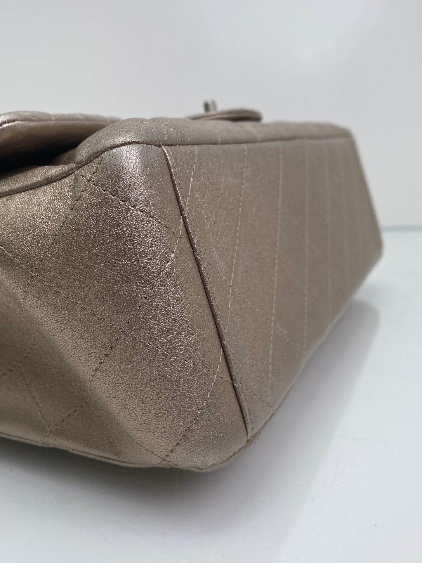 Chanel Single Flap Maxi Lambskin Pewter SHW
