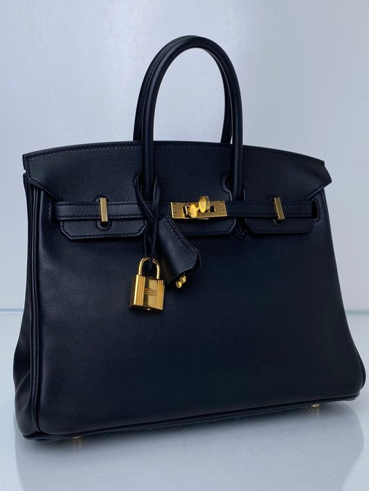 Hermes Birkin 25 Noir Swift #X