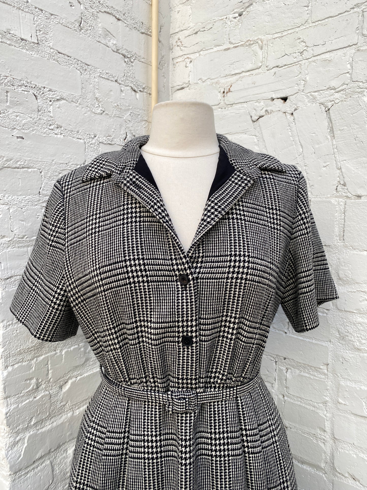Dior Black & White Plaid Midi Dress, 40