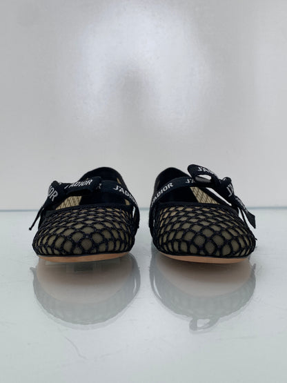 Dior Black Mesh Ballet Flats, 37.5
