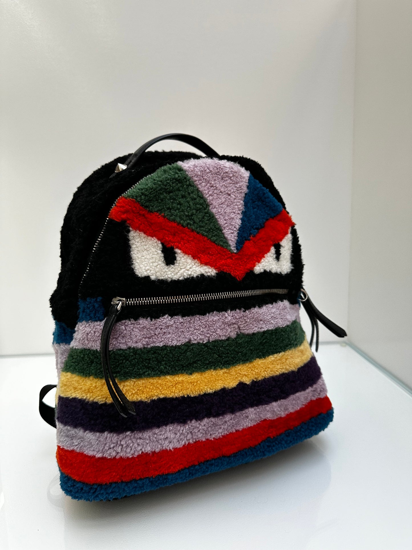 Fendi Shearling Multicolor Monster Backpack