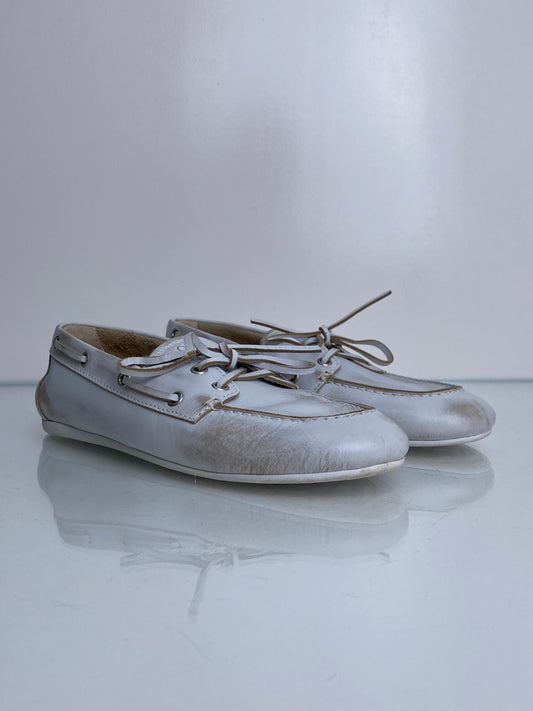 Miu Miu White Boat Shoes, 39