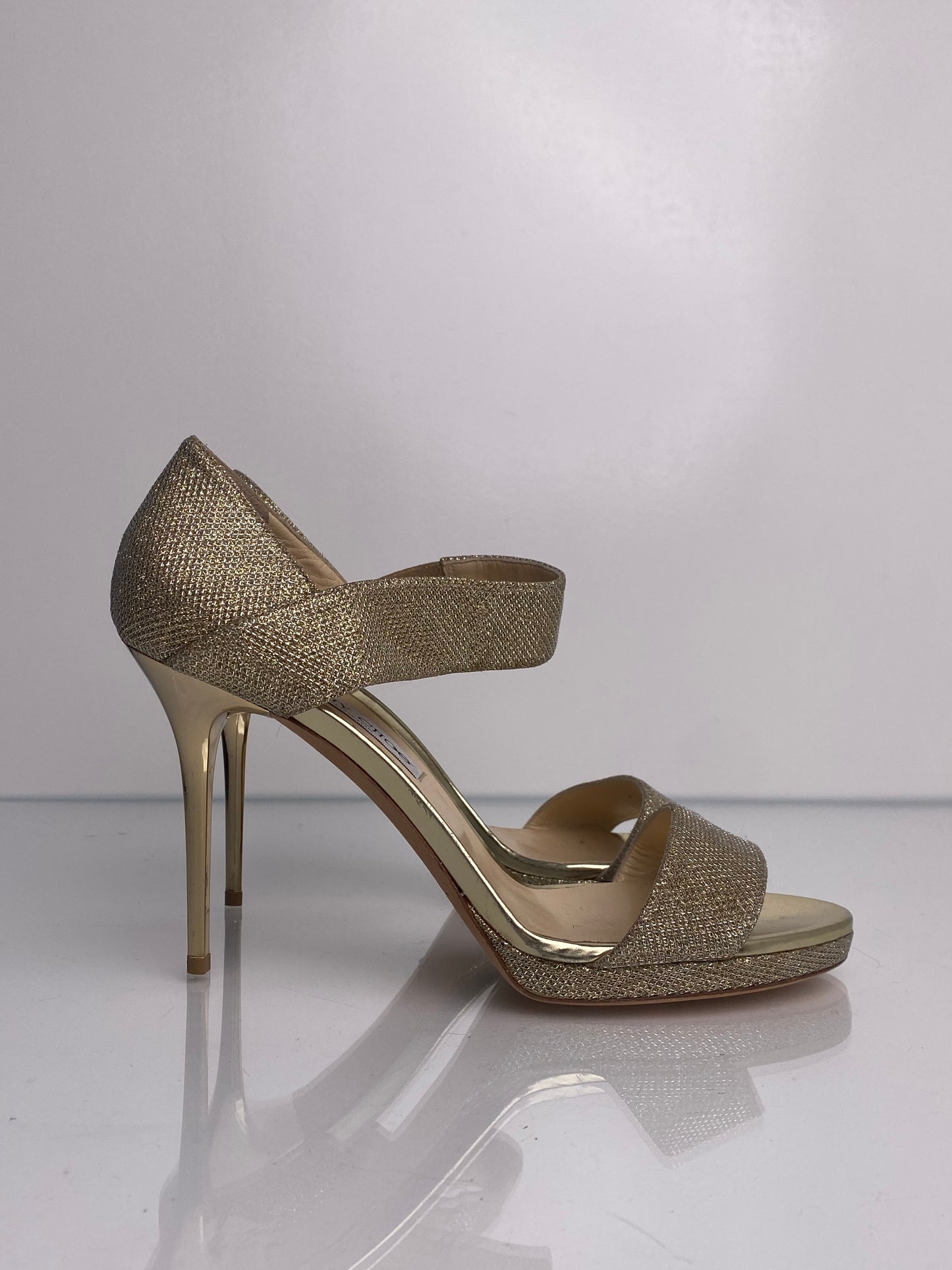 Jimmy Choo Gold 2 Strap Heels, 42