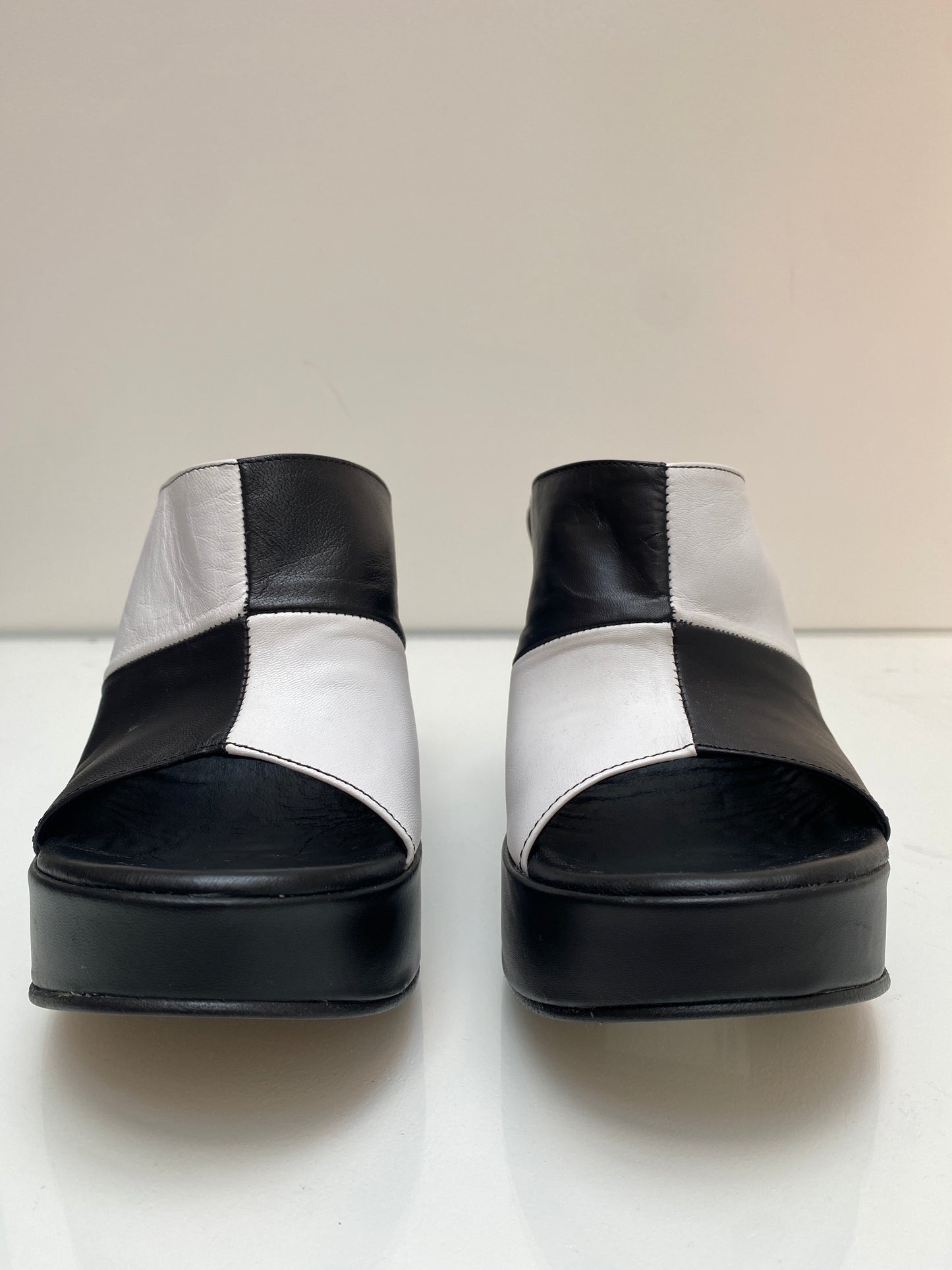 “Intentionally _____” Black & White Chunky Block Heels, 39