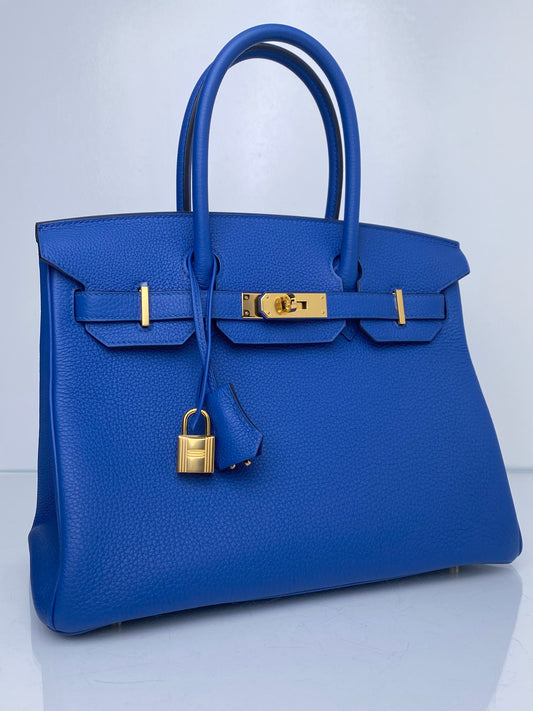 Hermes Birkin 30 Bleu Zellige Togo GHW #U