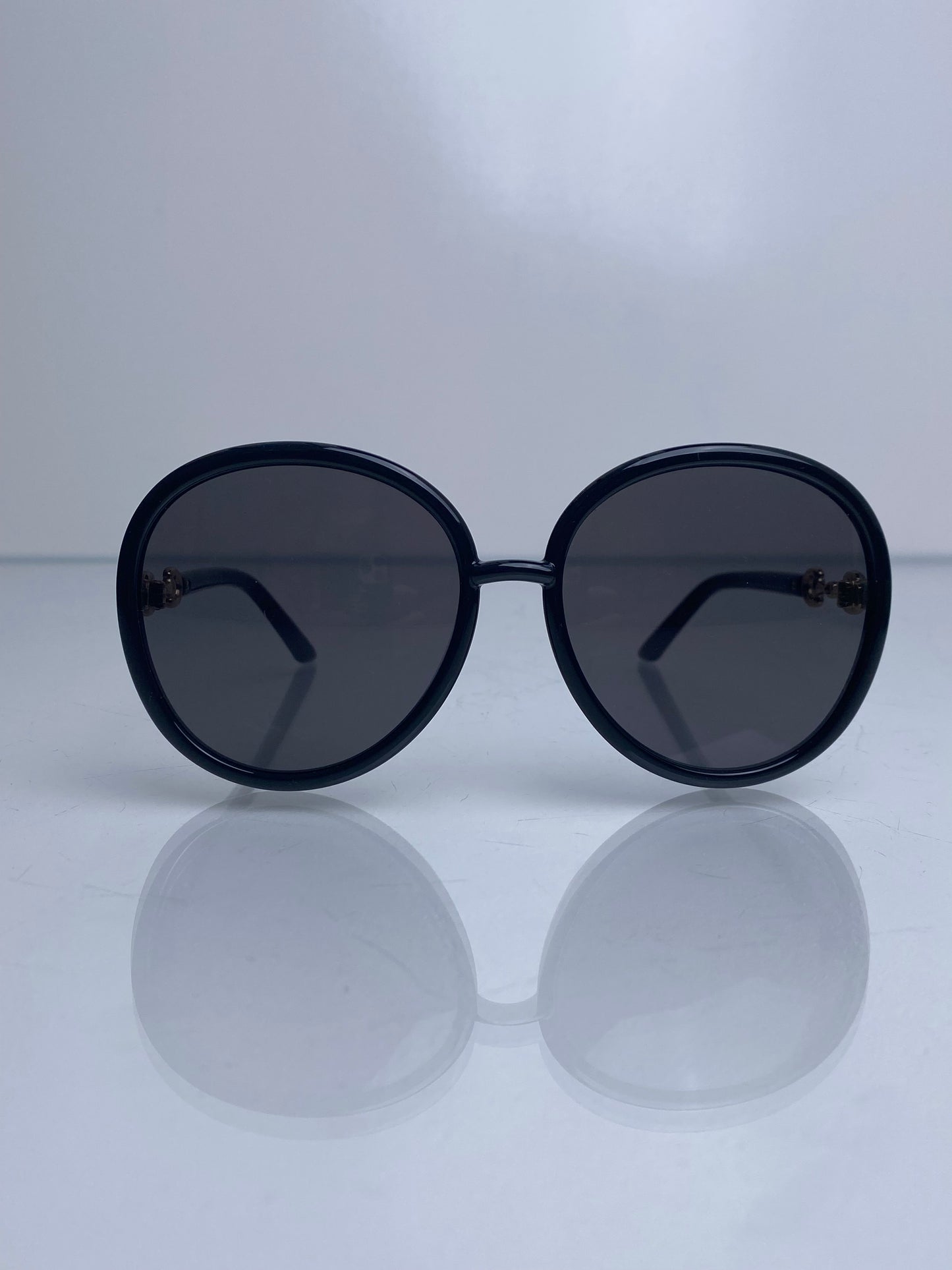 Gucci Black Circular Horsebit Sunglasses GHW