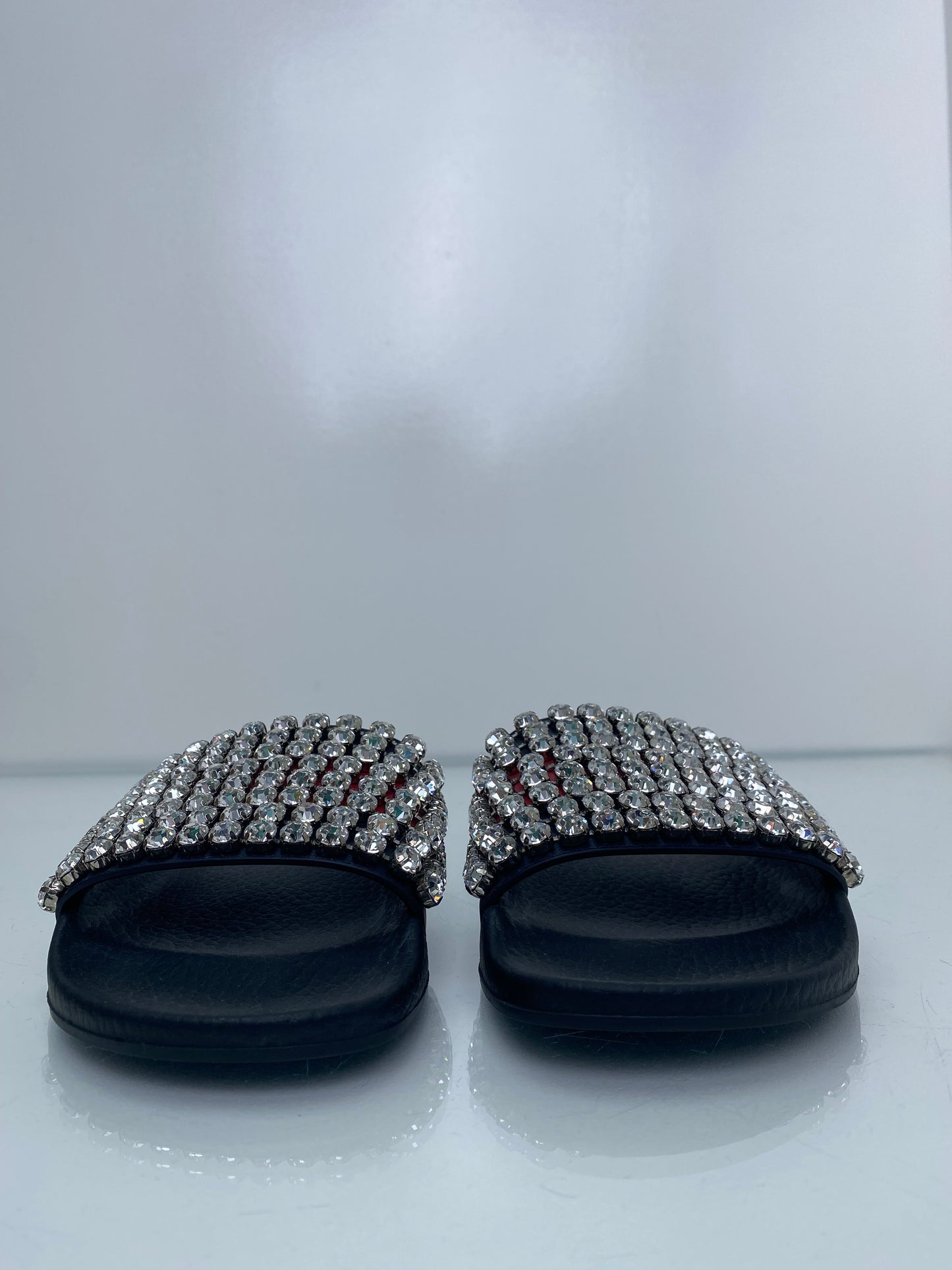 Gucci Black Crystal Slides, 37