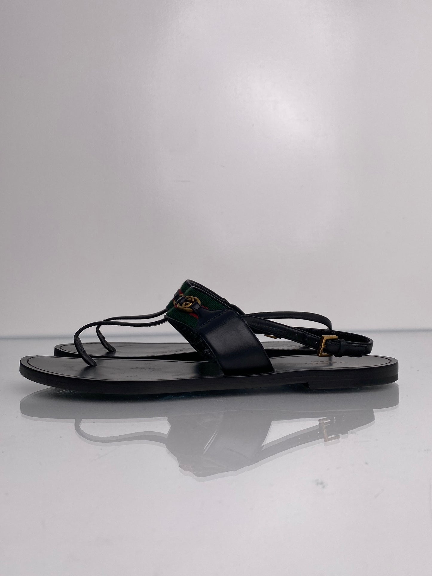 Gucci GG Webstripe Thong Sandals, 40